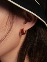 Load image into Gallery viewer, Red Oil-drop Glaze Earrings E0677