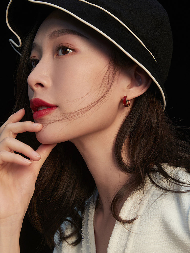 Red Oil-drop Glaze Earrings E0677