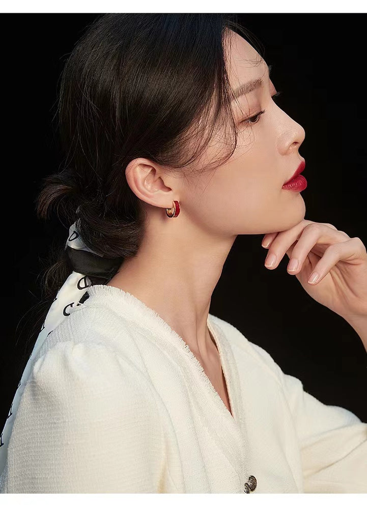 Red Oil-drop Glaze Earrings E0677