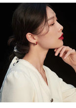 Load image into Gallery viewer, Red Oil-drop Glaze Earrings E0677