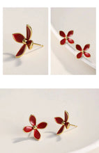 Load image into Gallery viewer, Red Oil-drop Glaze Earrings E0683