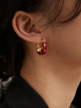 Load image into Gallery viewer, Red Oil-drop Glaze Earrings E0693