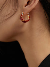 Load image into Gallery viewer, Red Oil-drop Glaze Earrings E0693