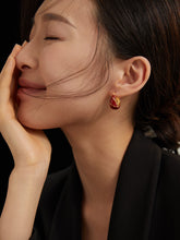 Load image into Gallery viewer, Red Oil-drop Glaze Earrings E0693