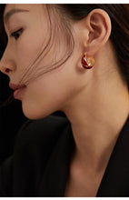 Load image into Gallery viewer, Red Oil-drop Glaze Earrings E0693