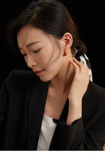 Load image into Gallery viewer, Red Oil-drop Glaze Earrings E0693