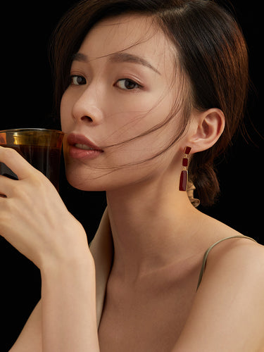 Red Oil-drop Glaze Earrings E0695