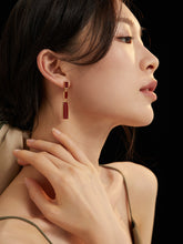 Load image into Gallery viewer, Red Oil-drop Glaze Earrings E0695