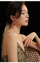 Load image into Gallery viewer, Red Oil-drop Glaze Earrings E0695