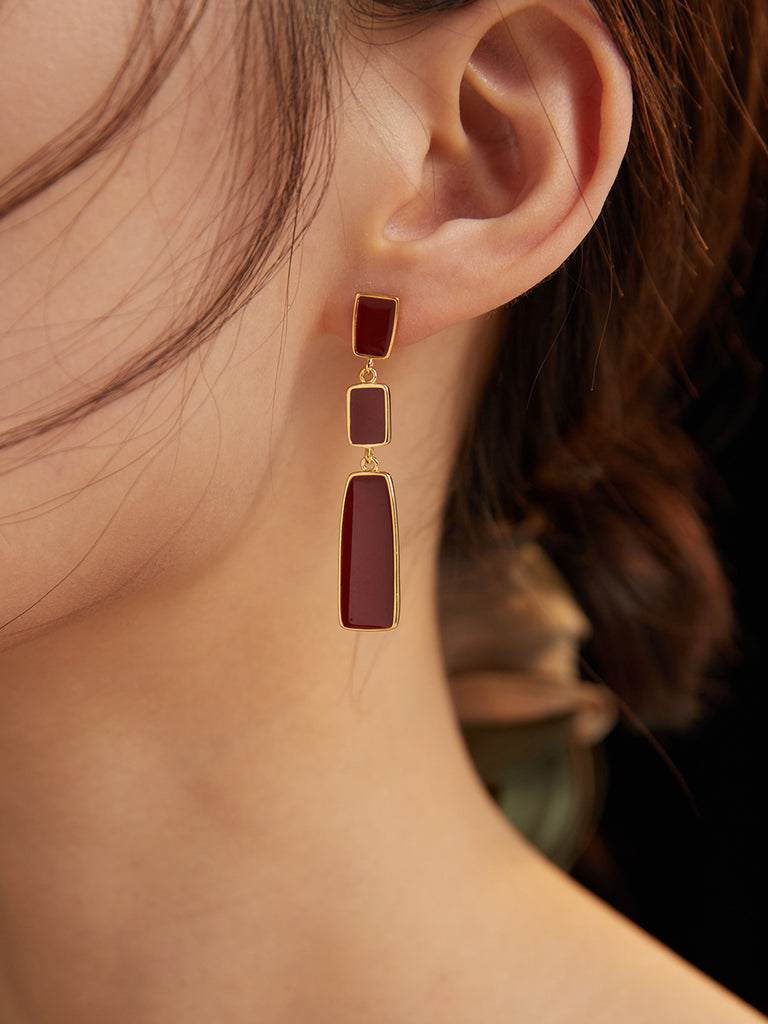 Red Oil-drop Glaze Earrings E0695