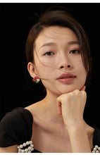 Load image into Gallery viewer, Red Oil-drop Glaze Earrings E0794