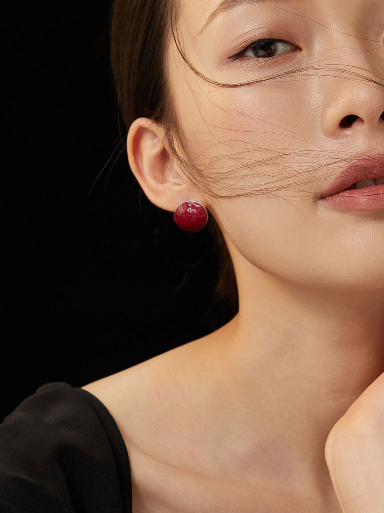 Red Oil-drop Glaze Earrings E0799