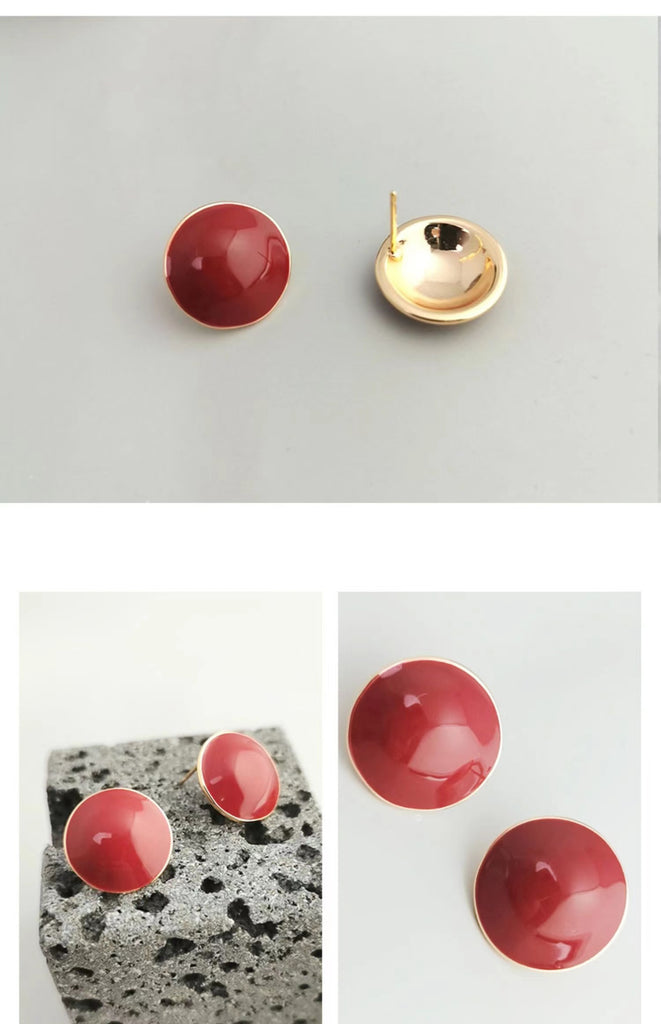 Red Oil-drop Glaze Earrings E0799