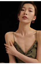 Load image into Gallery viewer, Red Oil-drop Glaze Earrings E0802
