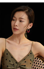 Load image into Gallery viewer, Red Oil-drop Glaze Earrings E0802