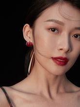 Load image into Gallery viewer, Red Oil-drop Glaze Earrings E0804