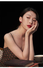 Load image into Gallery viewer, Red Oil-drop Glaze Earrings E0804