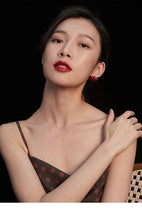 Load image into Gallery viewer, Red Oil-drop Glaze Earrings E0804