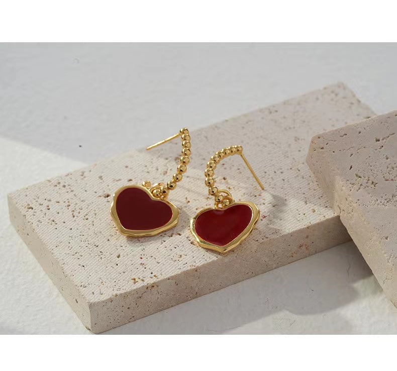 Red ／Black Oil-drop Glaze Earrings E0569