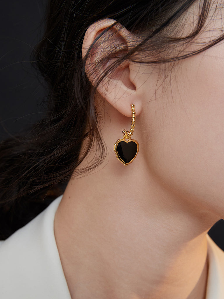 Red ／Black Oil-drop Glaze Earrings E0569