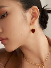 Load image into Gallery viewer, Red ／Black Oil-drop Glaze Earrings E0569