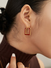 Load image into Gallery viewer, Red／White Oil-drop Glaze Earrings E0590