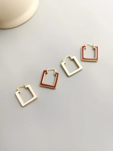 Red／White Oil-drop Glaze Earrings E0590