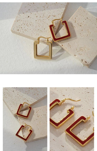 Red／White Oil-drop Glaze Earrings E0590