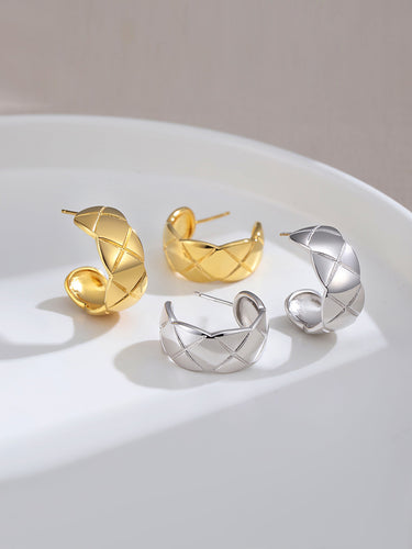 Sterling Silver C-Shaped Earrings E0622