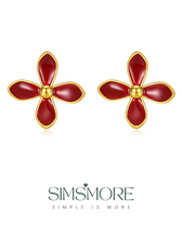 Load image into Gallery viewer, Red Oil-drop Glaze Earrings E0683