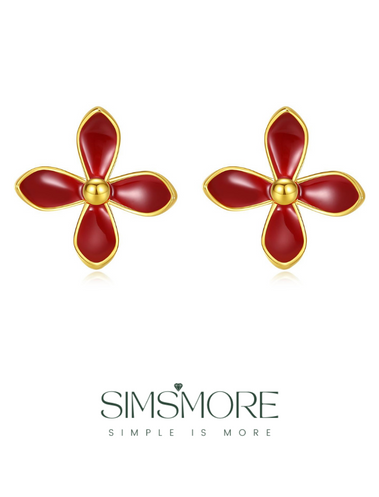 Red Oil-drop Glaze Earrings E0683