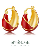 Load image into Gallery viewer, Red Oil-drop Glaze Earrings E0693