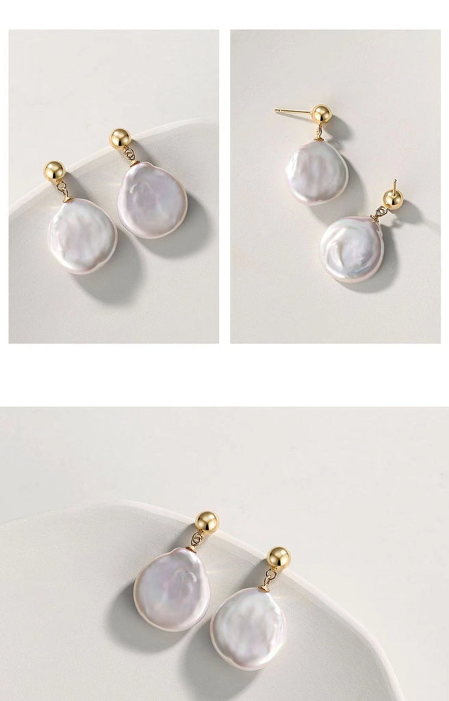 Baroque Natural Pearls Stud Earrings E0697