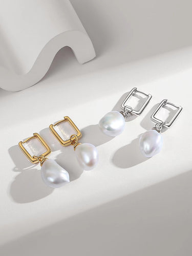 Baroque Pearl Geometric Earrings E0729