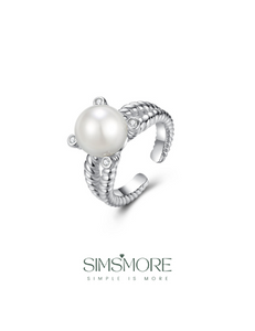 J0056Shell Pearl Adjustable Open Ring J0056
