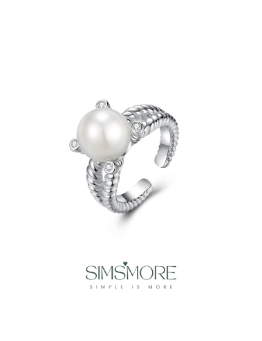 J0056Shell Pearl Adjustable Open Ring J0056